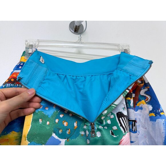 Alice + Olivia Basquiat Unbreakable Print Tina Maxi Skirt Blue Doodle Paint 2 - Picture 12 of 12